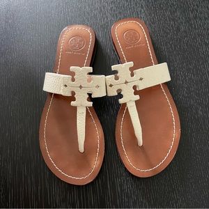 Tory Burch white leather sandals